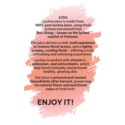AZRA Lychee Juice 12 Pack – 100% Tropical Juice – 500ml Cans – Imported from Vietnam