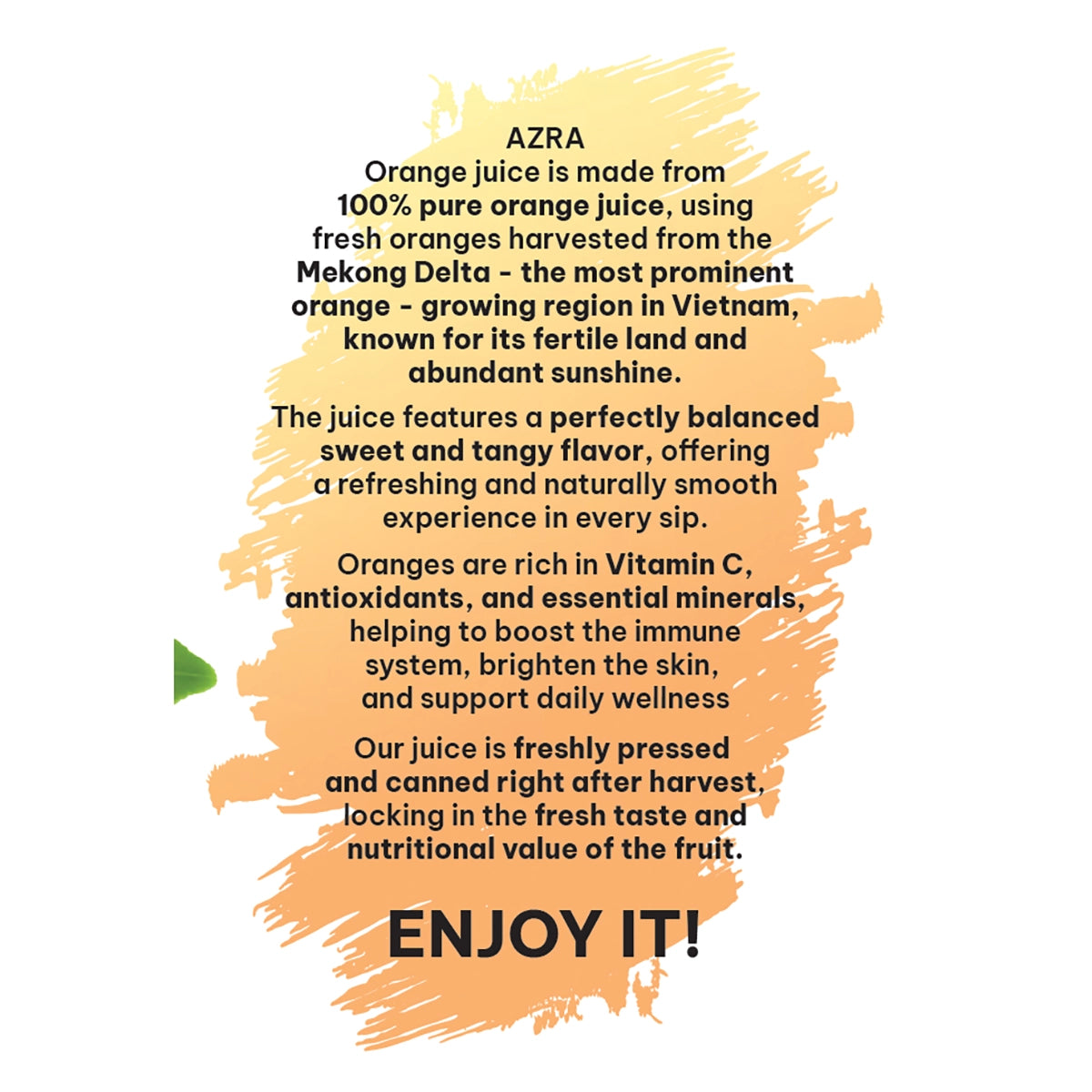 AZRA Orange Juice 12 Pack – 100% Juice – 500ml Cans – Imported from Vietnam