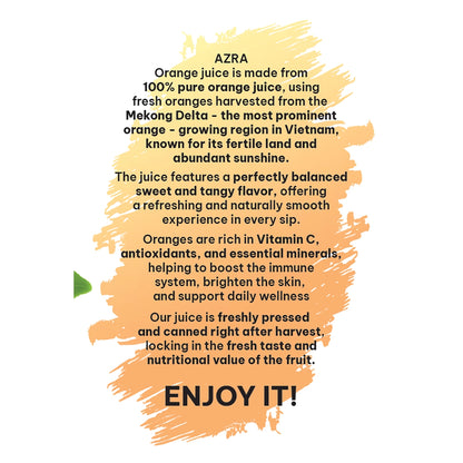 AZRA Orange Juice 12 Pack – 100% Juice – 500ml Cans – Imported from Vietnam