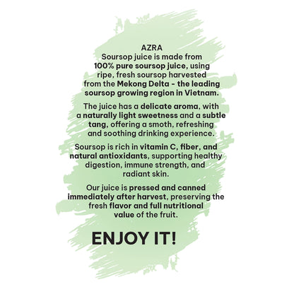 AZRA Soursop Juice 12 Pack – 100% Tropical Juice with Pulp – 500ml Cans – Imported from Vietnam