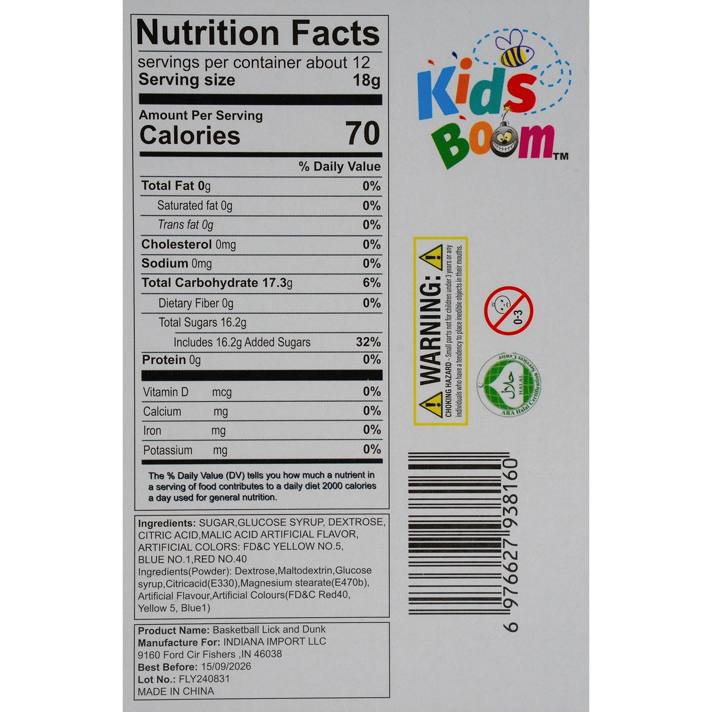 KidsBoom™ Basketball Lick & Dunk-12pcs (18 g Each) |  Stay Cool, Have Fun
