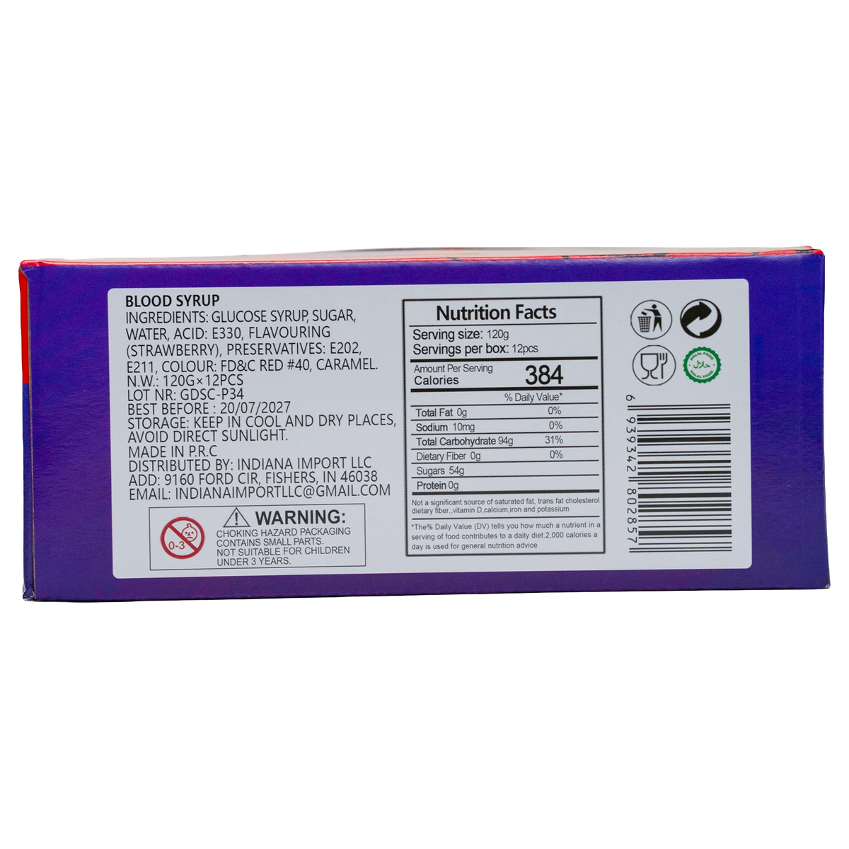 Kids Boom Blood Syrup-12ct (120g Eeach) crazy candy