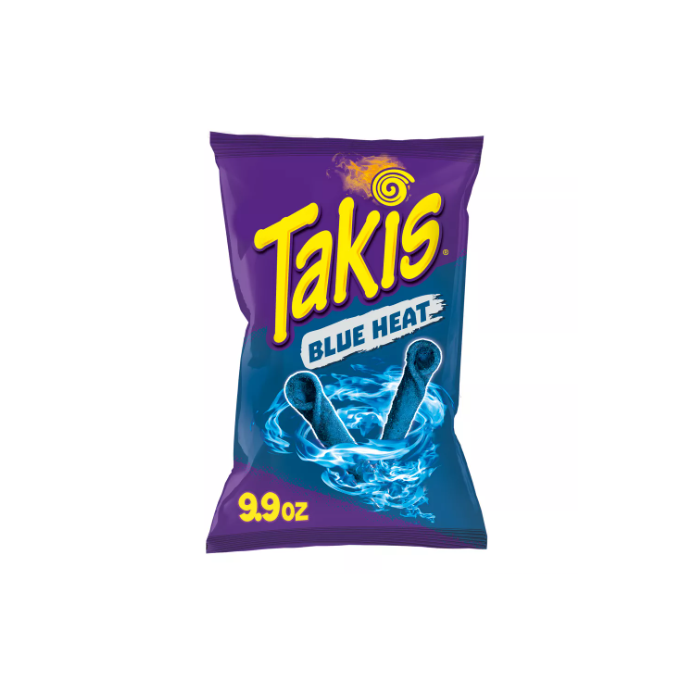 Takis Blue Heat Hot Chili Pepper Rolled Tortilla Chips - Case of 14, 9.9oz Bags