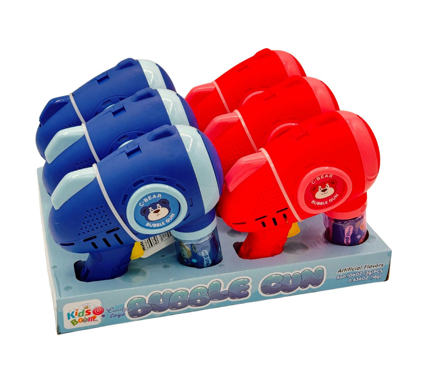 Kids Boom Bubble Candy Dispenser – 6 Count Display with Light & Bubble Feature | Novelty Candy Toy for Kids | Party Favors & Outdoor Fun