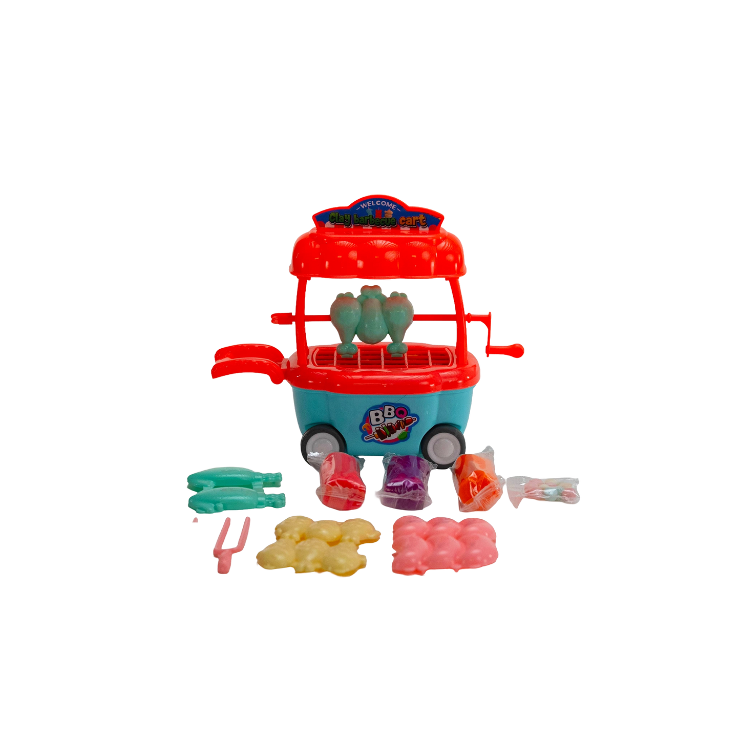 KidsBoom™ Clay Barbecue Cart-6pcs (3g Each) |Grill + Play = Creative Fun