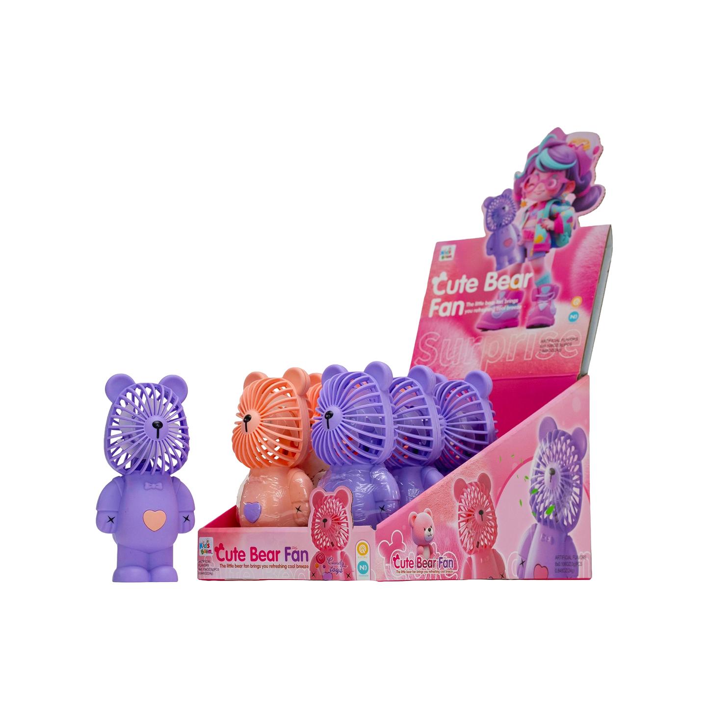 KidsBoom™ Cute Bear Fan-8pcs (3g Each) | Cool + Cute