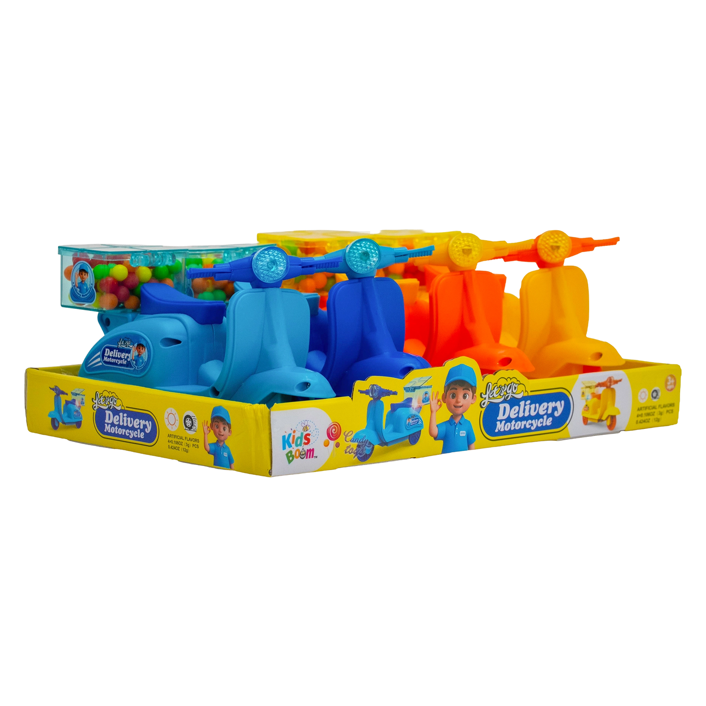 KidsBoom™ Delivery Motorcycle- 4pcs(4g Each) | Fun Toy + Creative Play