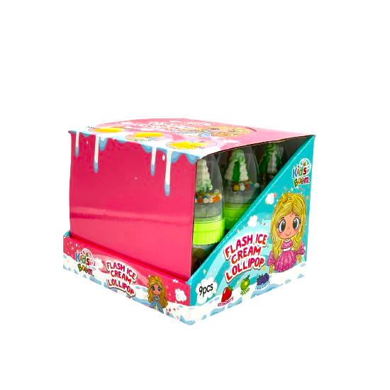 Flash Ice Cream Lollipop - 9 Pack with Flashing Lights and Rotation