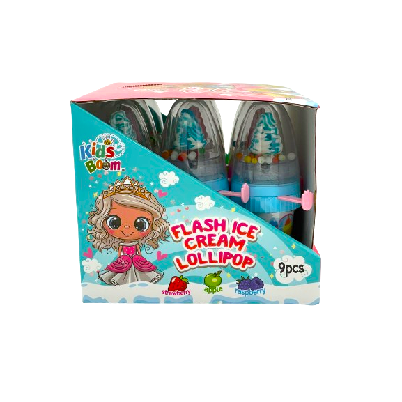 Flash Ice Cream Lollipop - 9 Pack with Flashing Lights and Rotation Feature