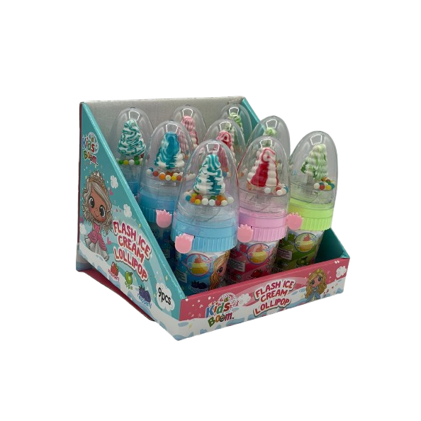 Flash Ice Cream Lollipop - 9 Pack with Flashing Lights and Rotation Feature