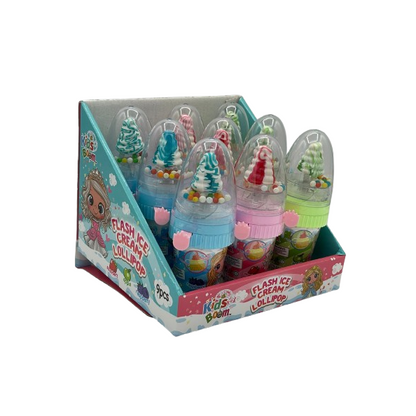 Flash Ice Cream Lollipop - 9 Pack with Flashing Lights and Rotation
