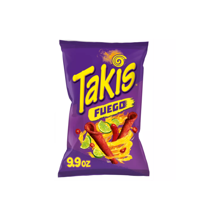 Takis Fuego Hot Chili Pepper & Lime Rolled Tortilla Chips - Case of 14, 9.9oz Bags