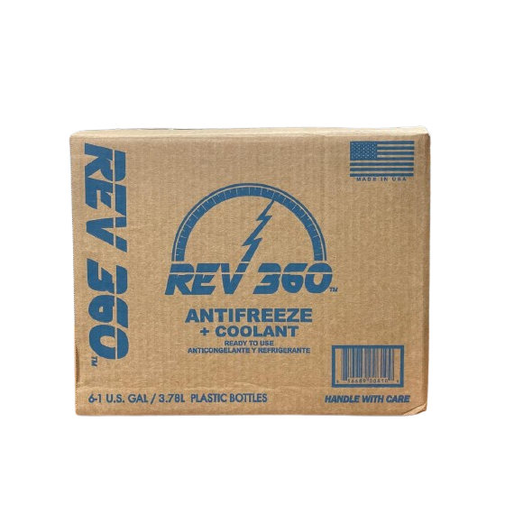 REV 360 Antifreeze Coolant - Ready to Use - Safe for All Metals (6 x 1 Gallon Bulk Pack)