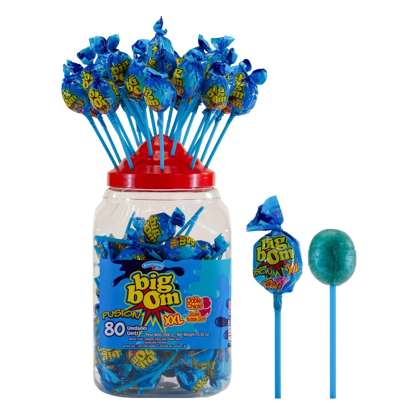 Big Bom Fusion XXL – Double Flavor Fun (Jar of 80 Lollipops)