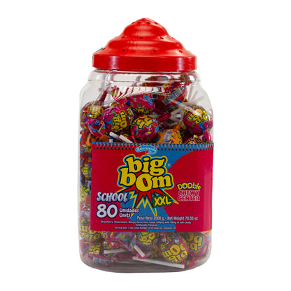 Big Bom XXL School Mix – Chewy Center Fun (Jar of 80 Lollipops)