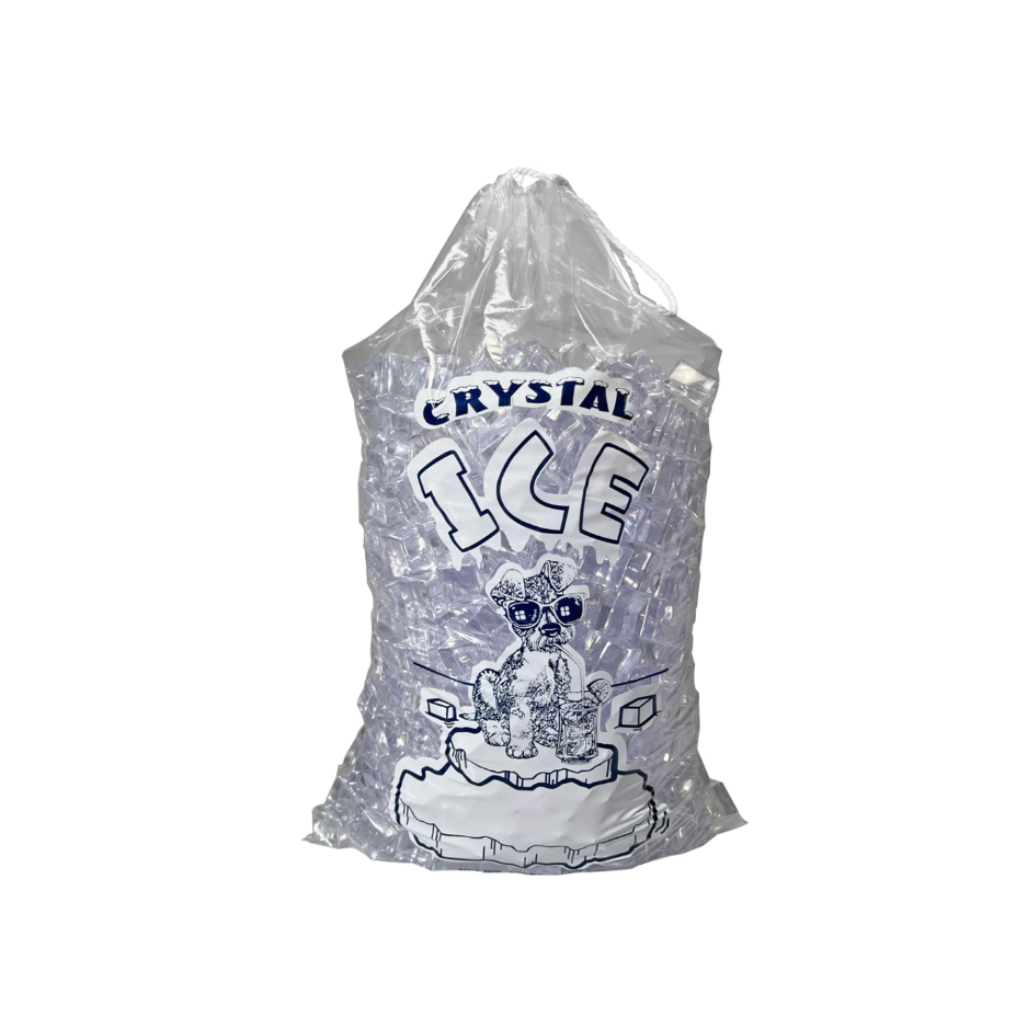 8 lbs Crystal Drawstring Ice Bags - 500 Count per Case