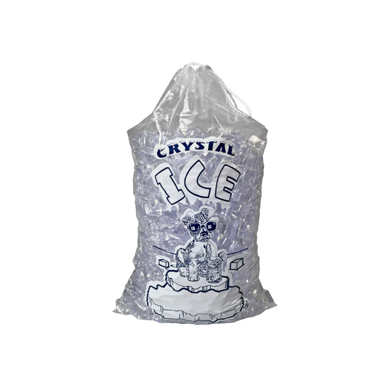8 lbs Crystal Drawstring Ice Bags - 500 Count per Case