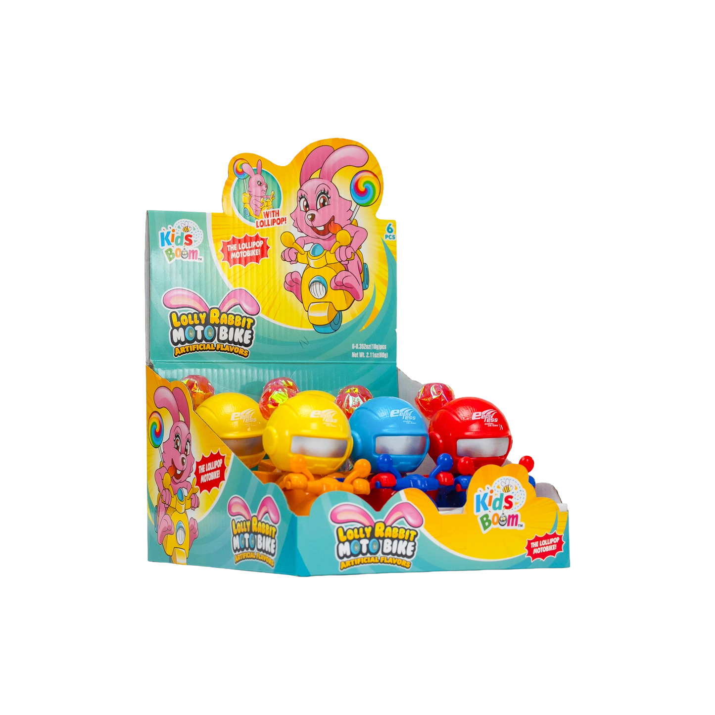 KidsBoom™ Lolly Rabbit Moto Bike - 6PCS (10g Each) | Fun Sweet Ride