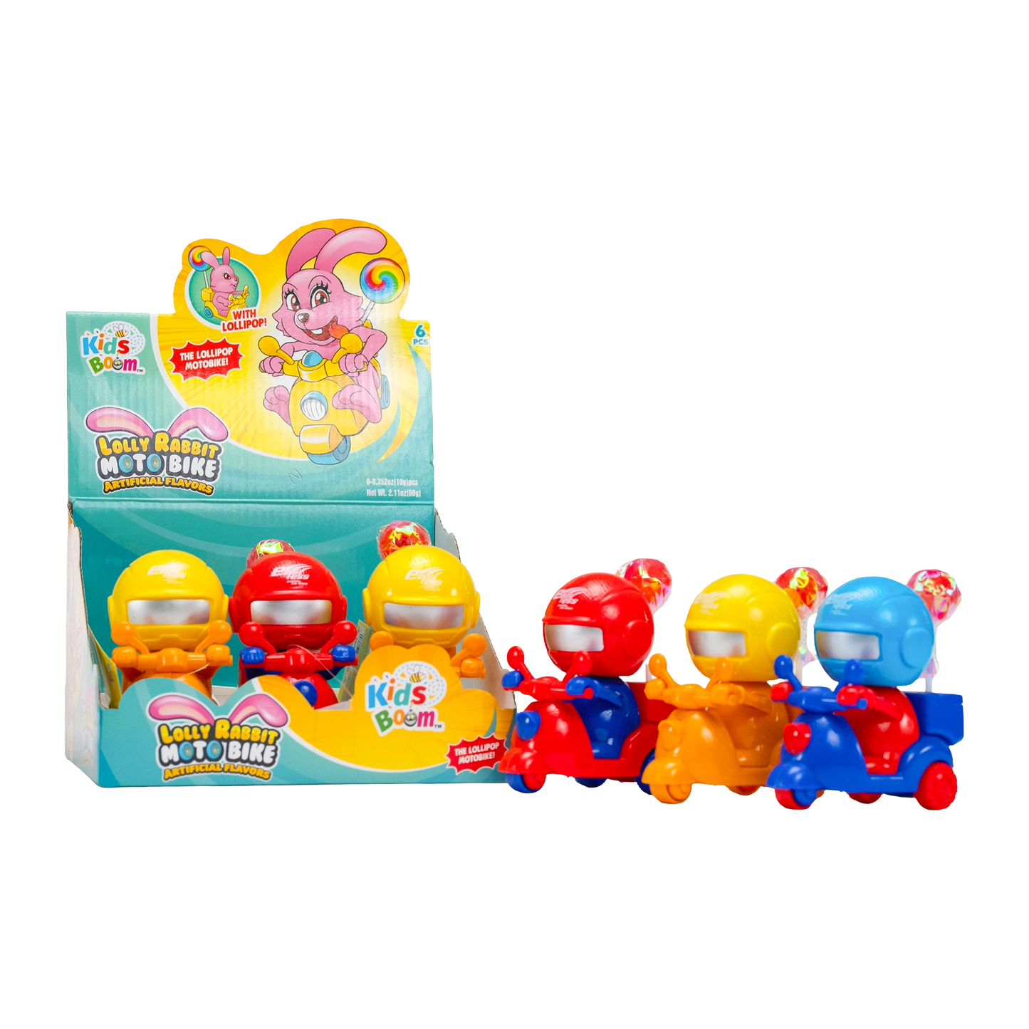 KidsBoom™ Lolly Rabbit Moto Bike - 6PCS (10g Each) | Fun Sweet Ride