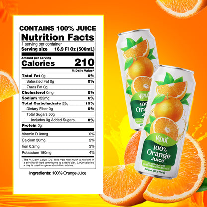 Vinut 100% Orange Juice – Pack of 12 Cans (11.15 fl oz)