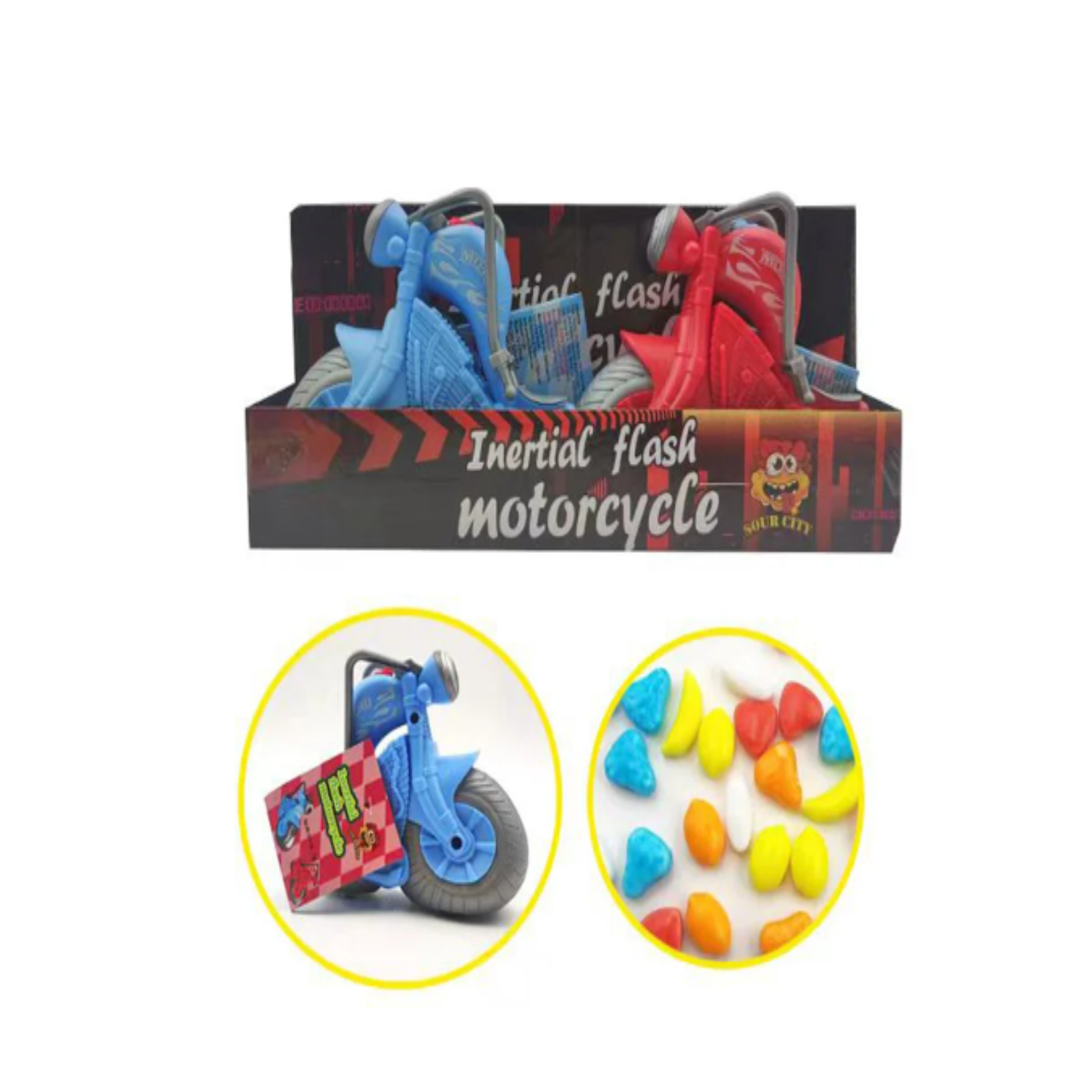 Inertial Flash Motorcycle with Light - 12 Pieces, High-Quality Toy Set