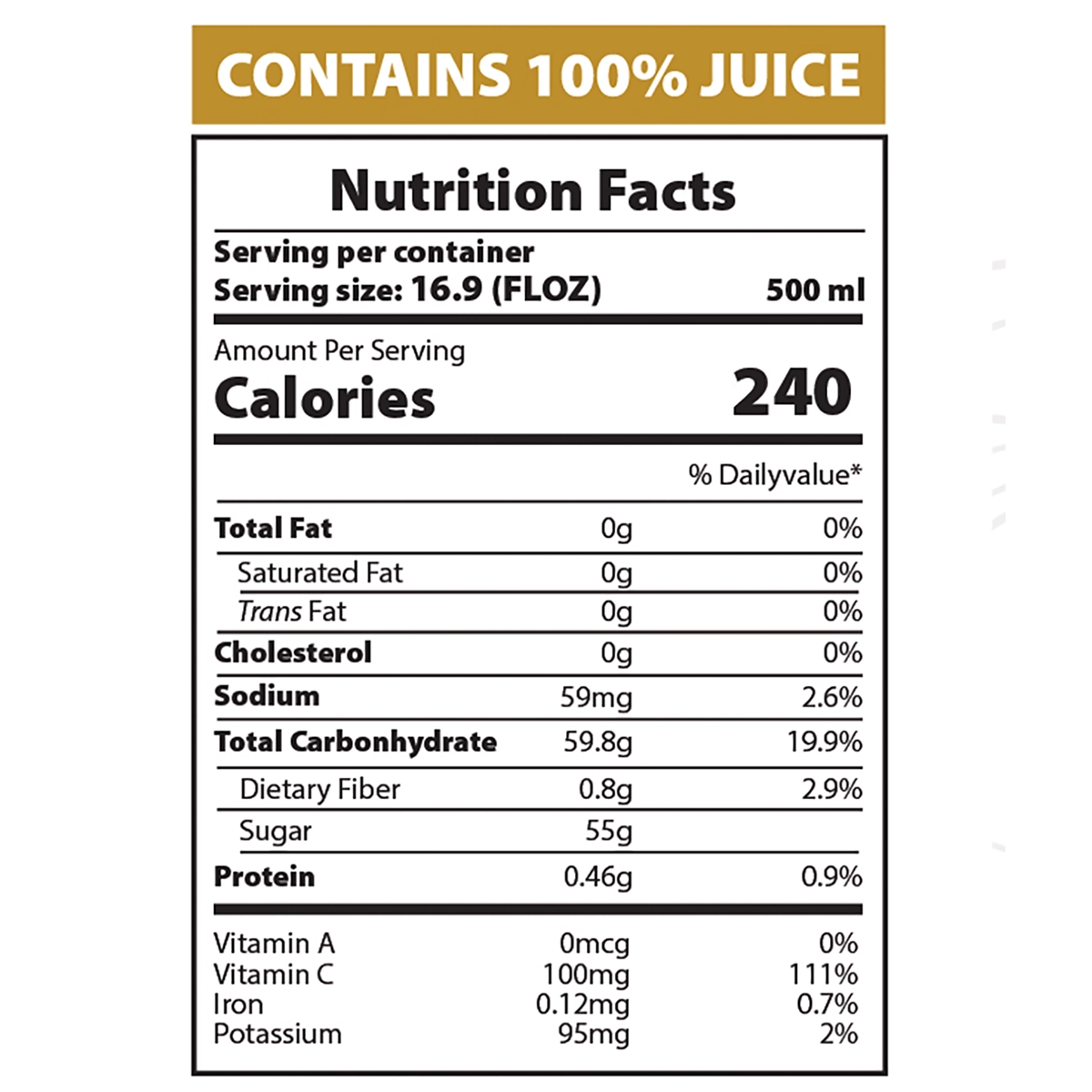 AZRA Peach Juice Nutrition Facts 500ml