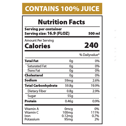 AZRA Peach Juice Nutrition Facts 500ml