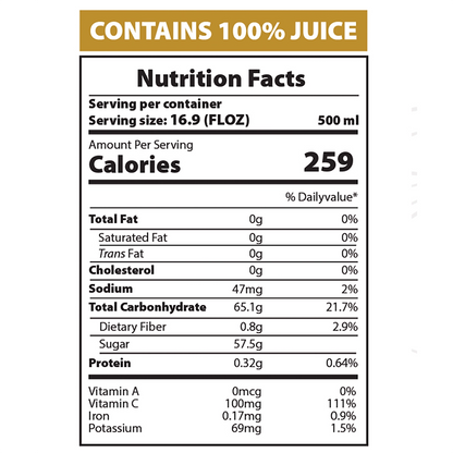AZRA Pineapple Juice Nutrition Facts 500ml Can