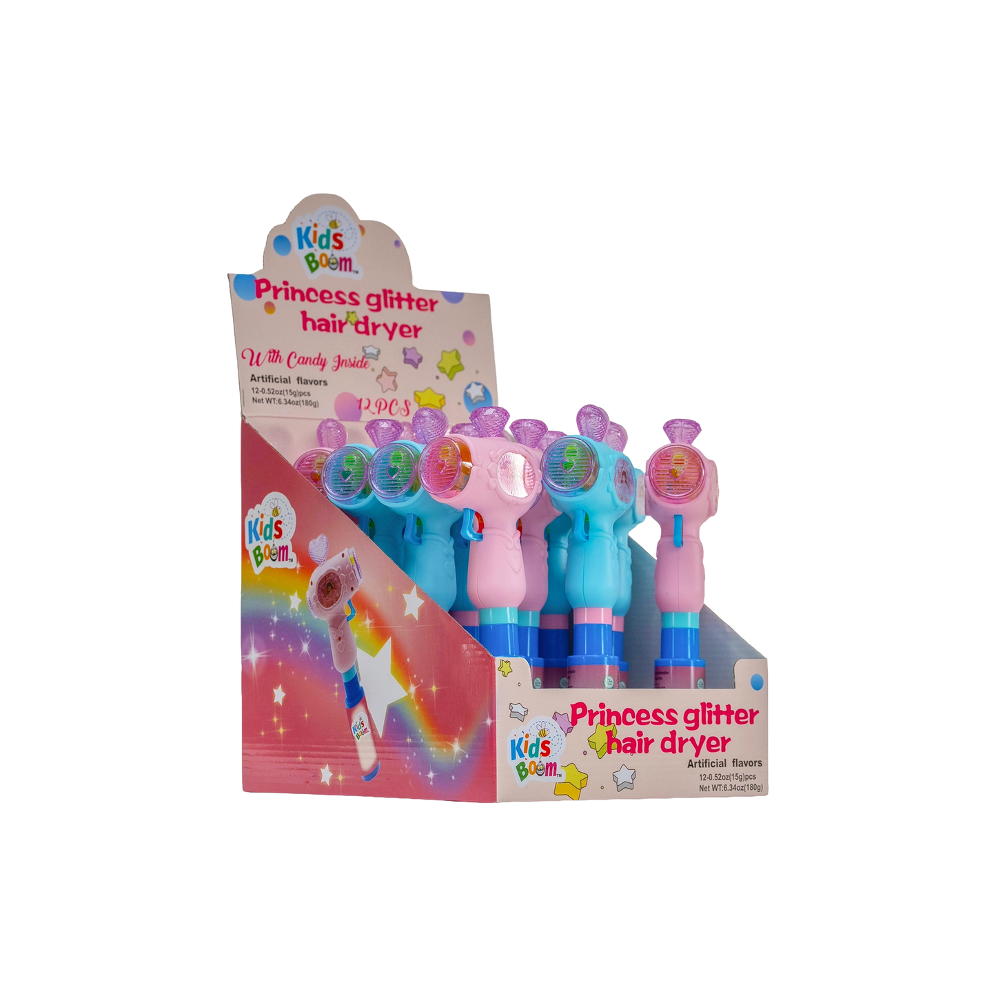 KidsBoom™ Princess Glitter Hair Dryer - 12pcs (15g Each) |Glitter Glam Treat