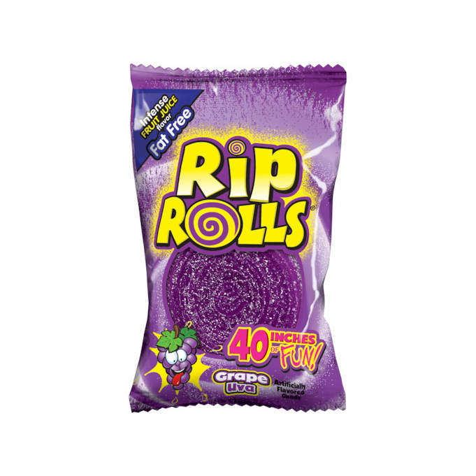 Rip Rolls Grape Candy, 24 Rolls in a Pack