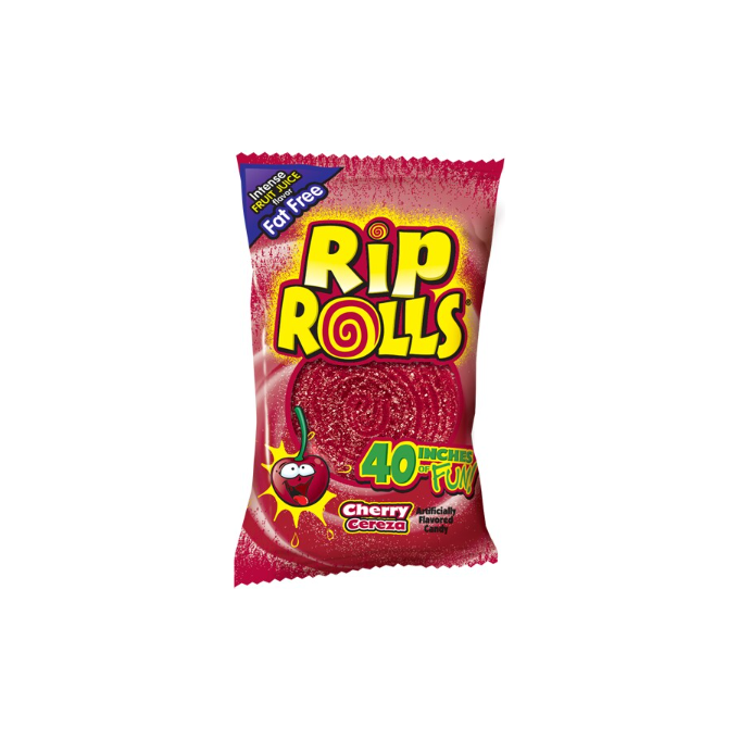 Rip Rolls Cherry Candy, 24 Rolls in a Pack