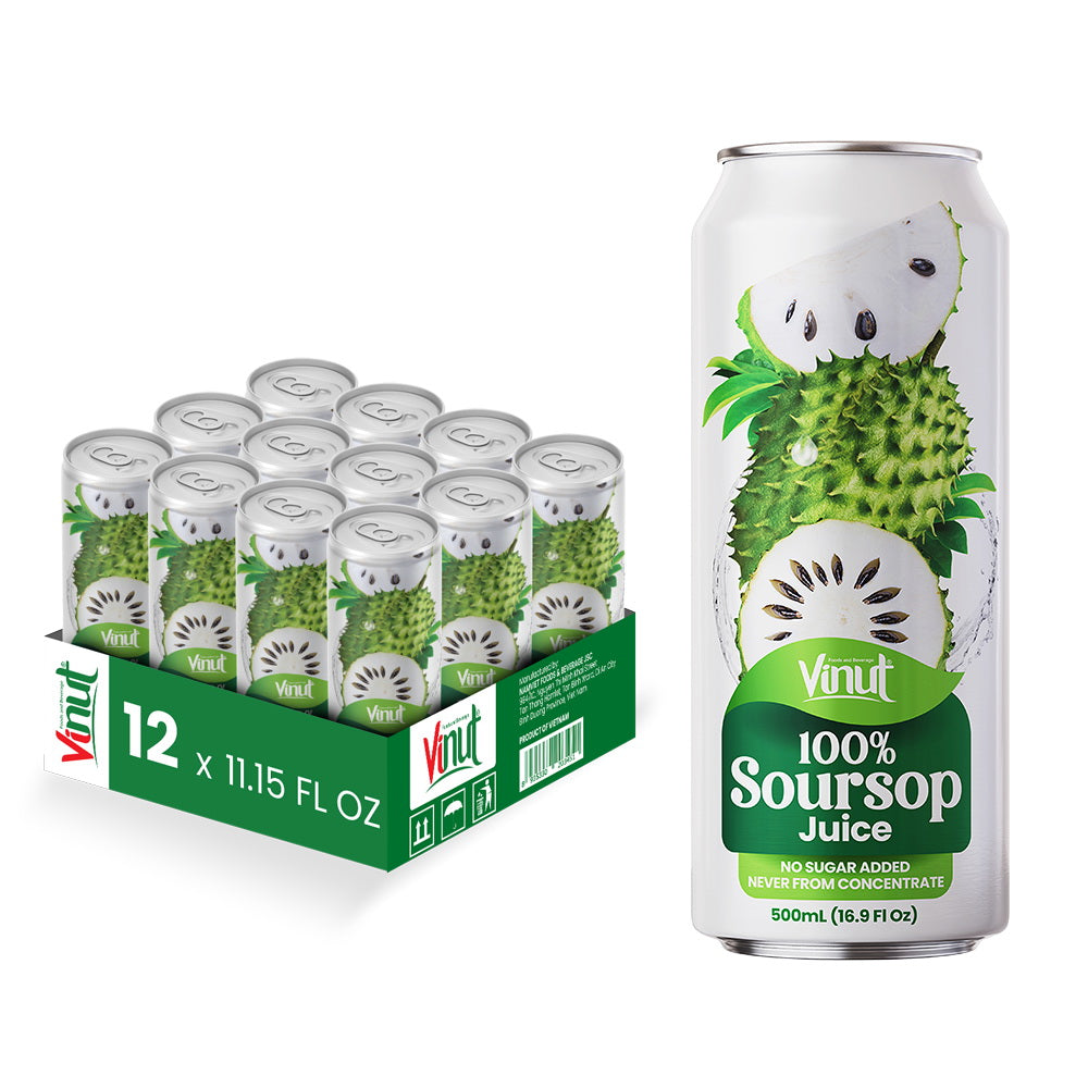 Vinut 100% Soursop Juice – Pack of 12 Cans (11.15 fl oz)