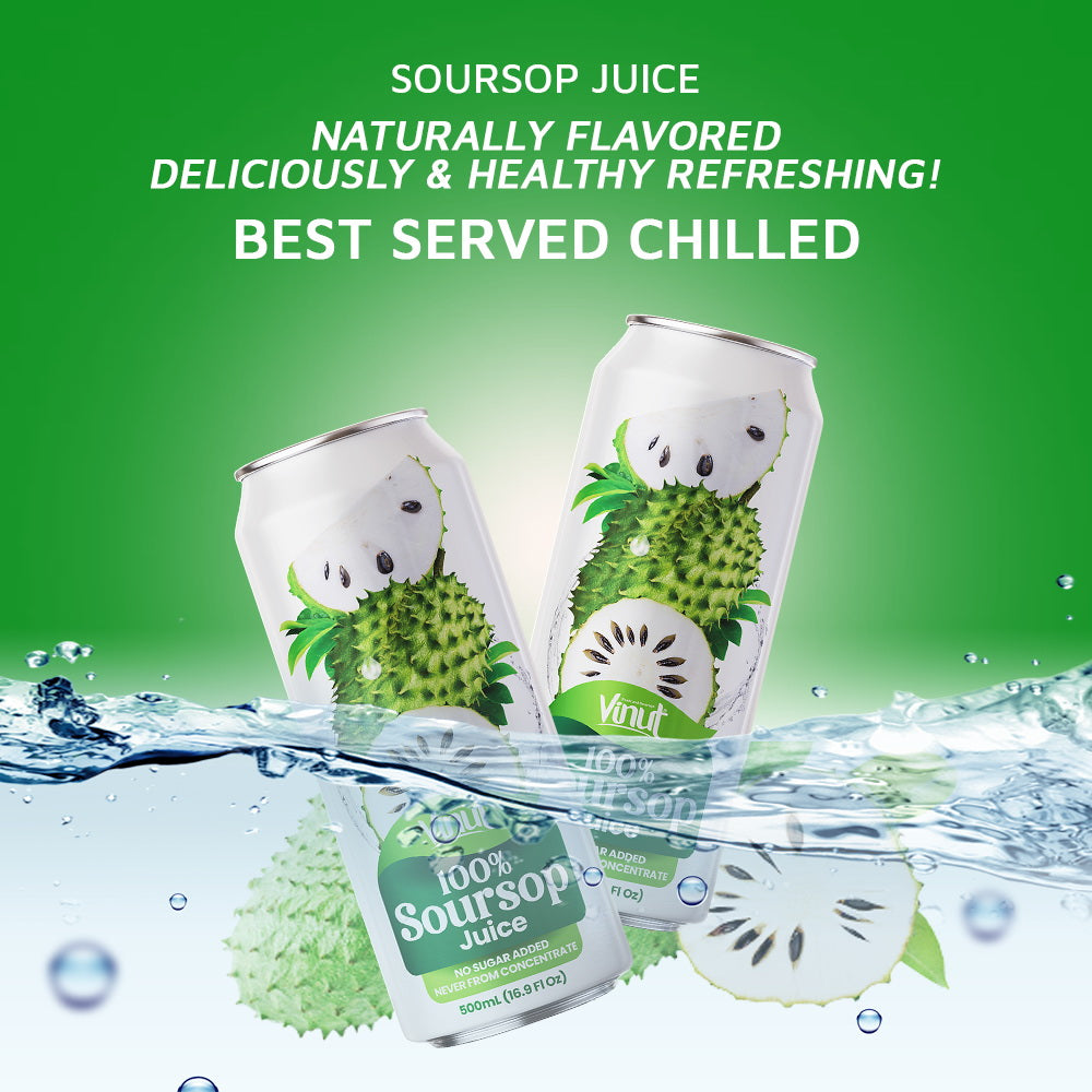 Vinut 100% Soursop Juice – Pack of 12 Cans (11.15 fl oz)