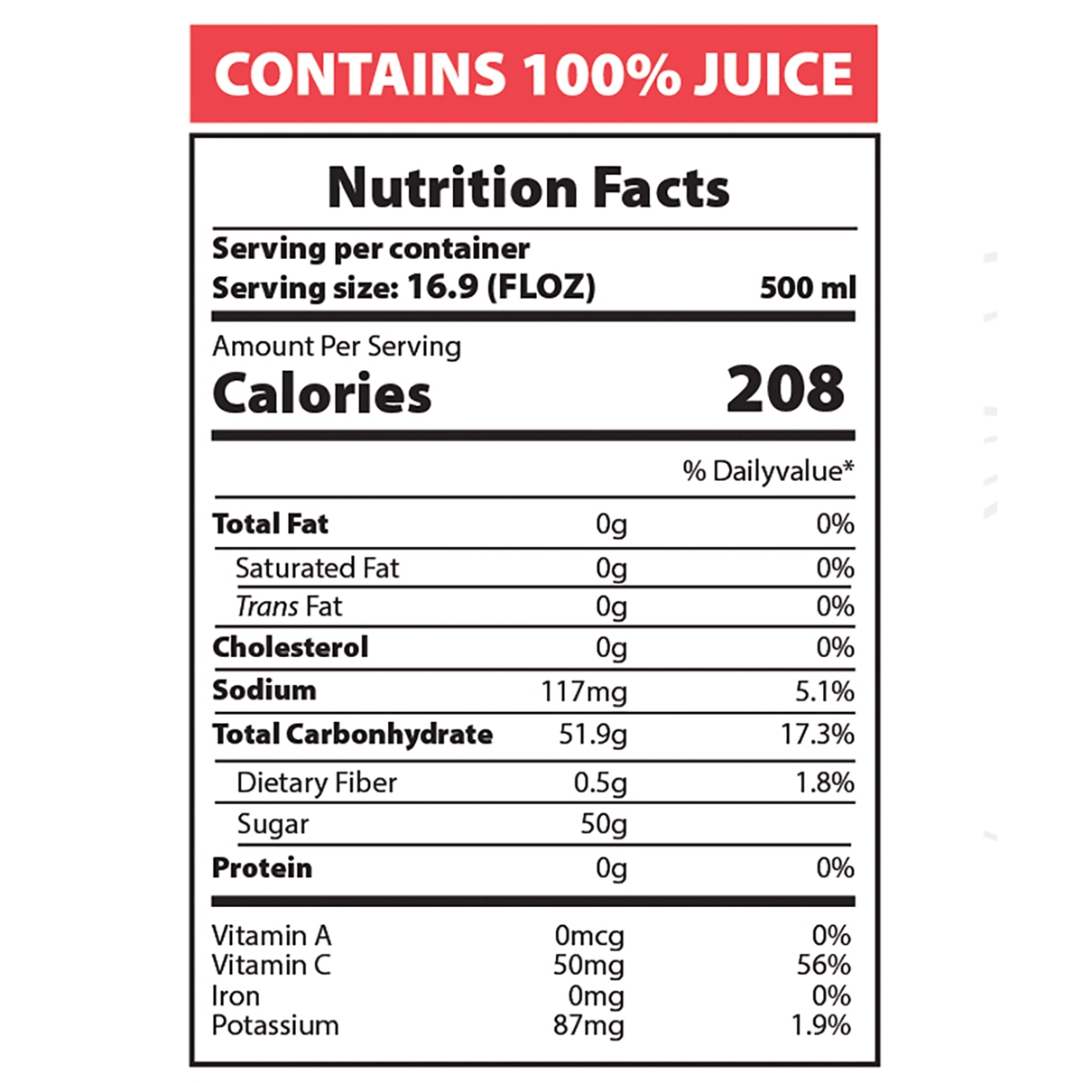 AZRA Strawberry Juice Nutrition Facts 500ml Can