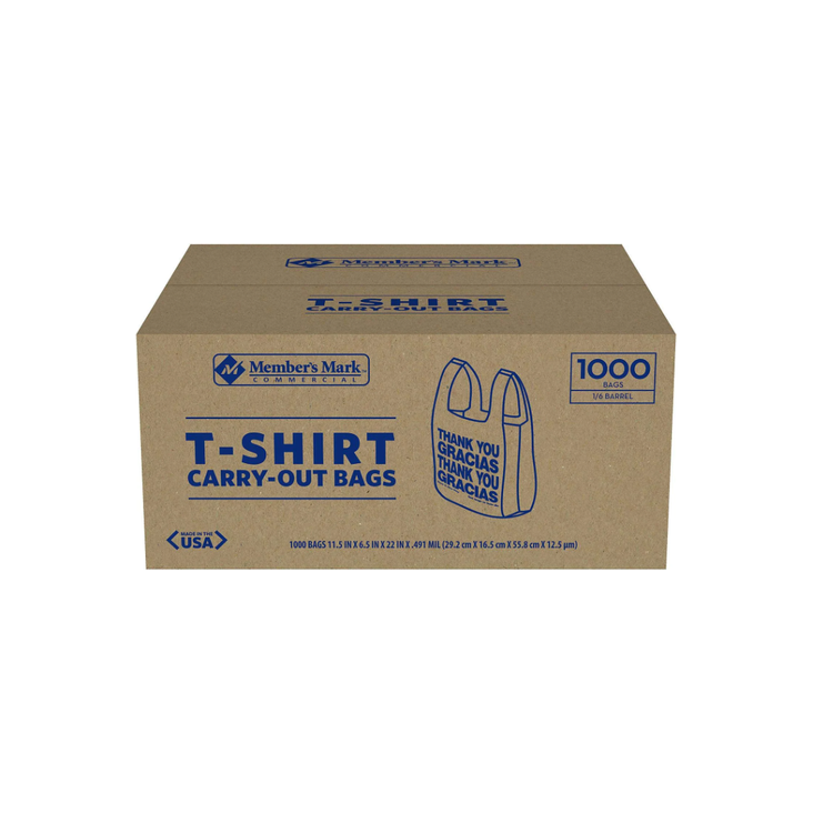 T-Shirt Carryout Bags - Thank You/Gracias - 1000 ct. (White and Black)