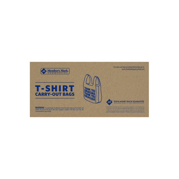 T-Shirt Carryout Bags - Thank You/Gracias - 1000 ct. (White and Black)