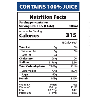 AZRA Mix Fruit Juice nutrition facts label 500ml can