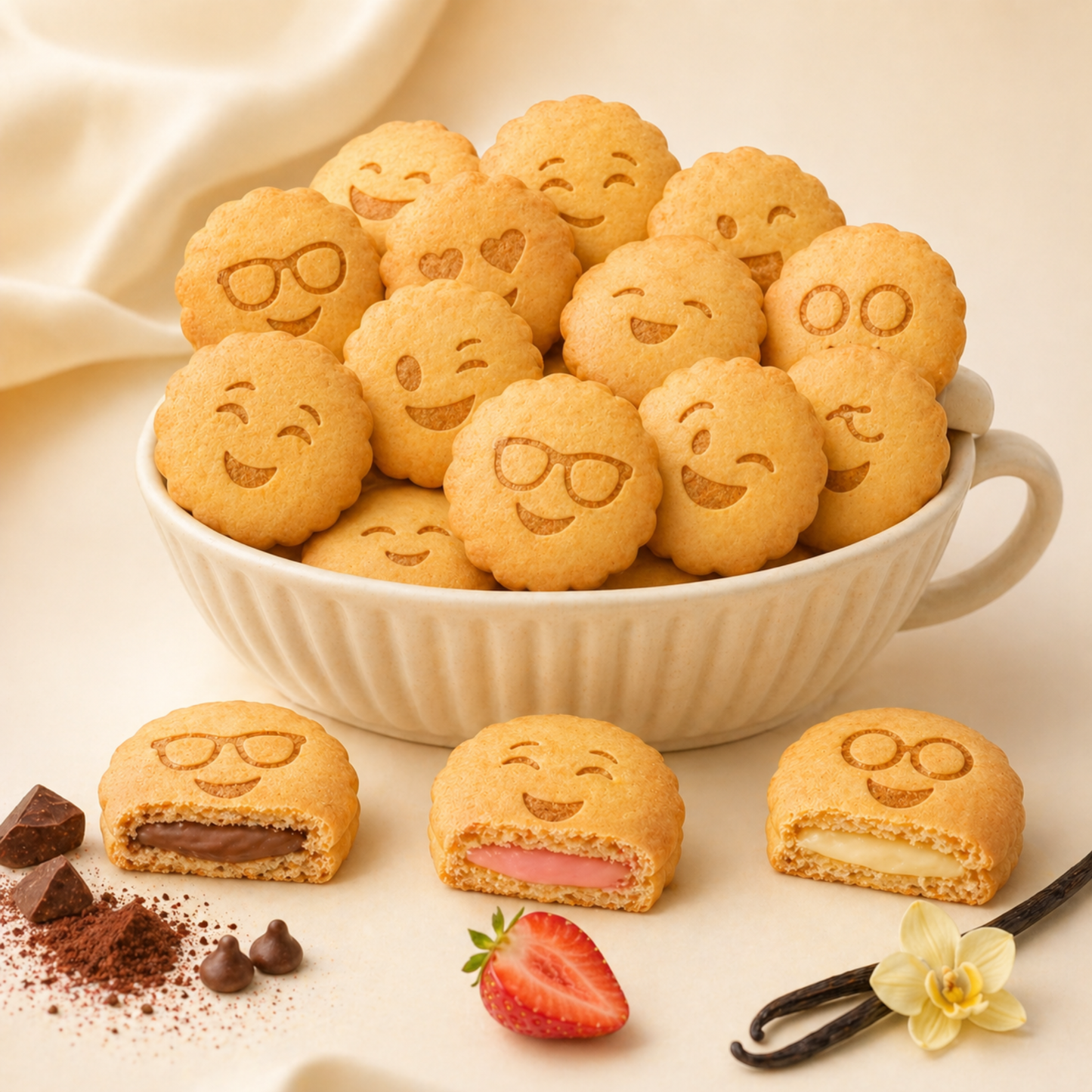 Chico Miko Mini Biscuits Variety Pack – 12 Cups, Chocolate, Strawberry & Vanilla – By INIM Store