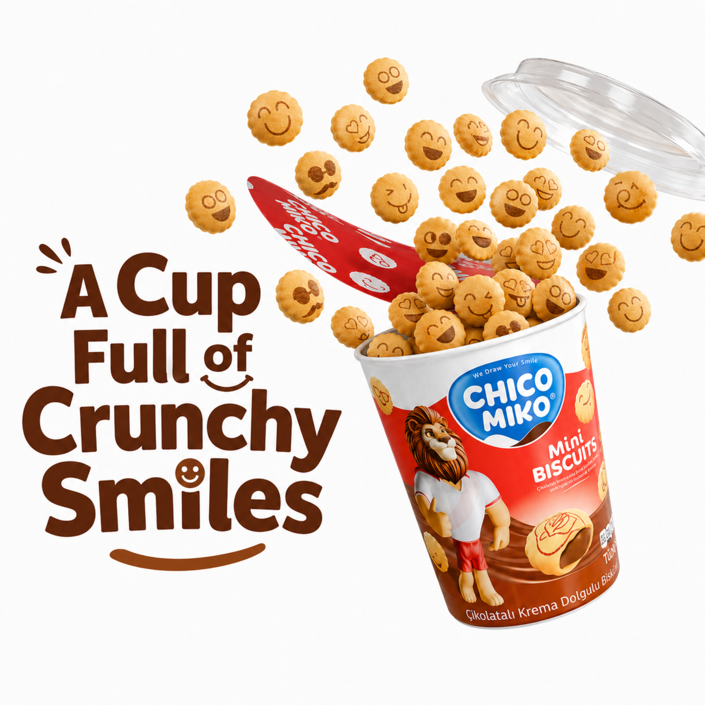 Chico Miko Mini Biscuits Variety Pack – 12 Cups, Chocolate, Strawberry & Vanilla – By INIM Store