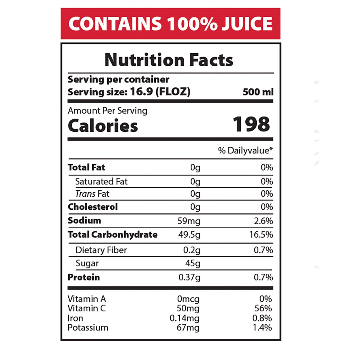 AZRA Watermelon Juice Nutrition Facts 500ml