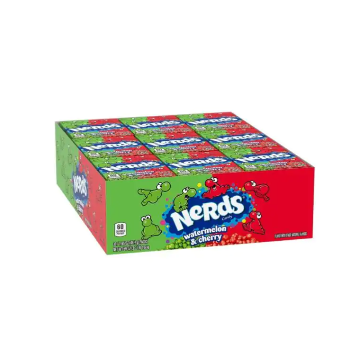 Nerds Candy – Watermelon & Cherry Flavor (36 Boxes, 1.65 oz each)