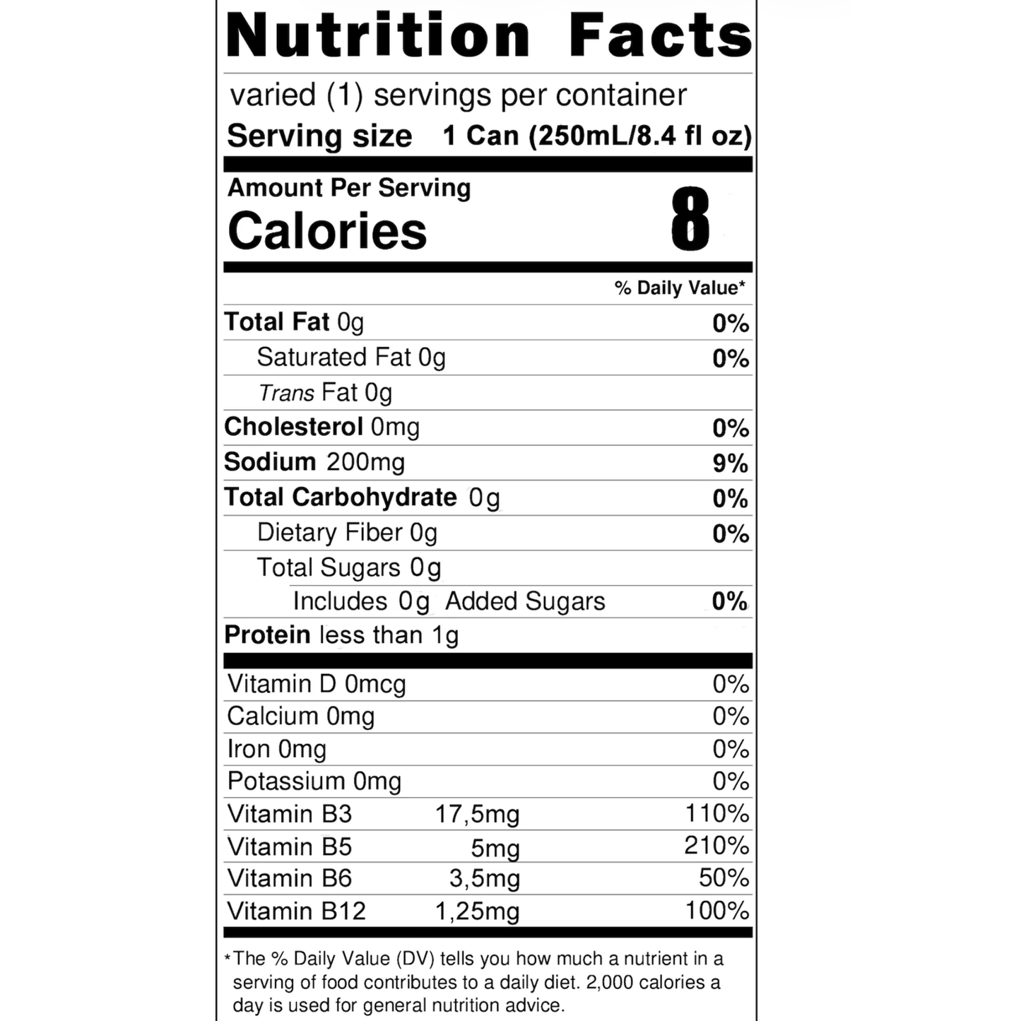 BLU Sugar Free Energy Drink – 12 Pack, 8.4 fl oz (250 mL) Slim Cans