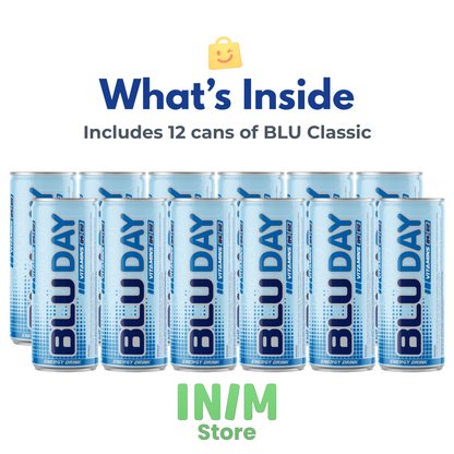 BLU BLUDAY Energy Drink – 12 Pack, 8.4 fl oz (250 mL) Slim Cans