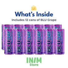 BLU Grape Energy Drink – 12 Pack, 8.4 fl oz (250 mL) Slim Cans