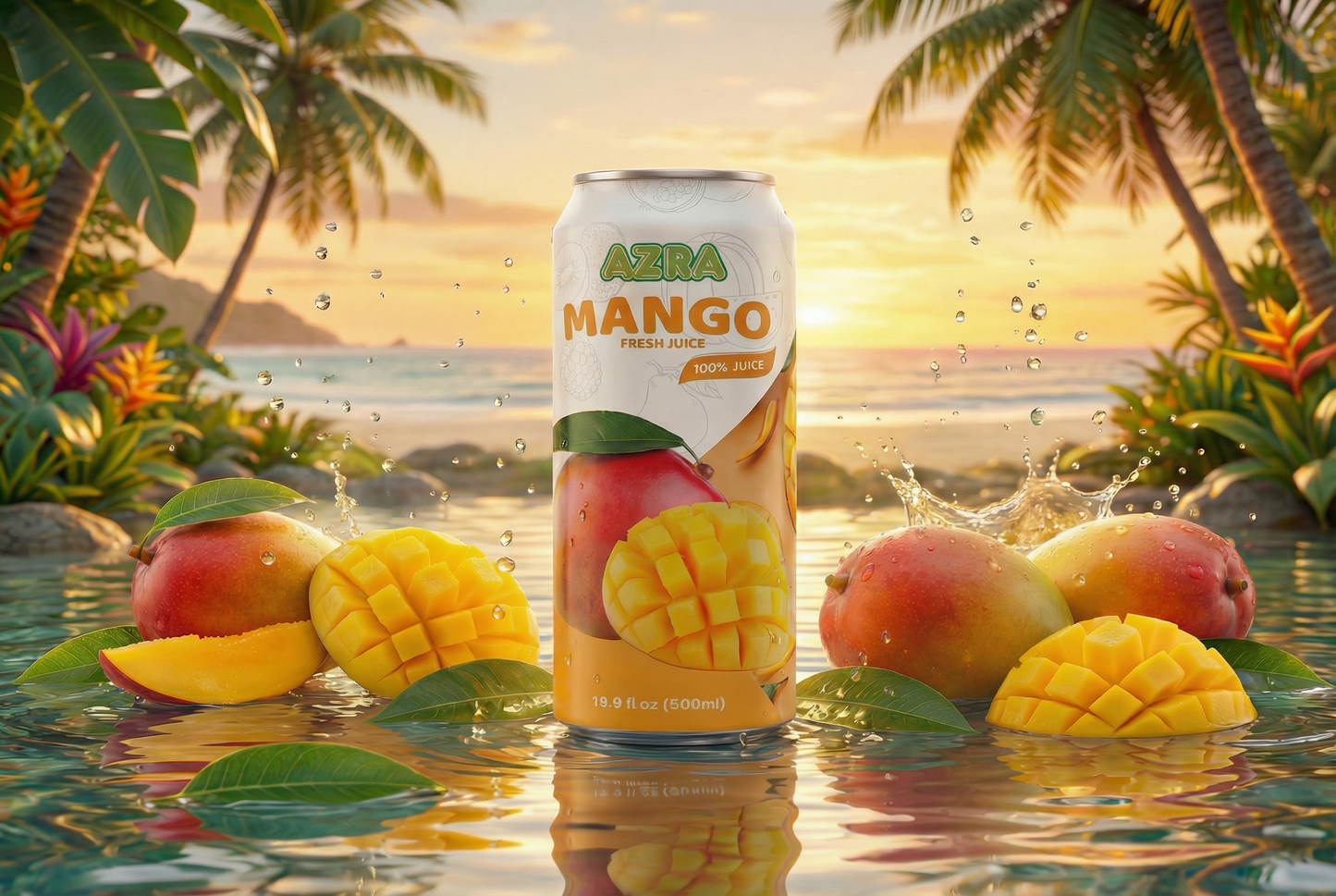 AZRA Mango Juice 12 Pack – 100% Tropical Juice – 500ml Cans – Imported from Vietnam
