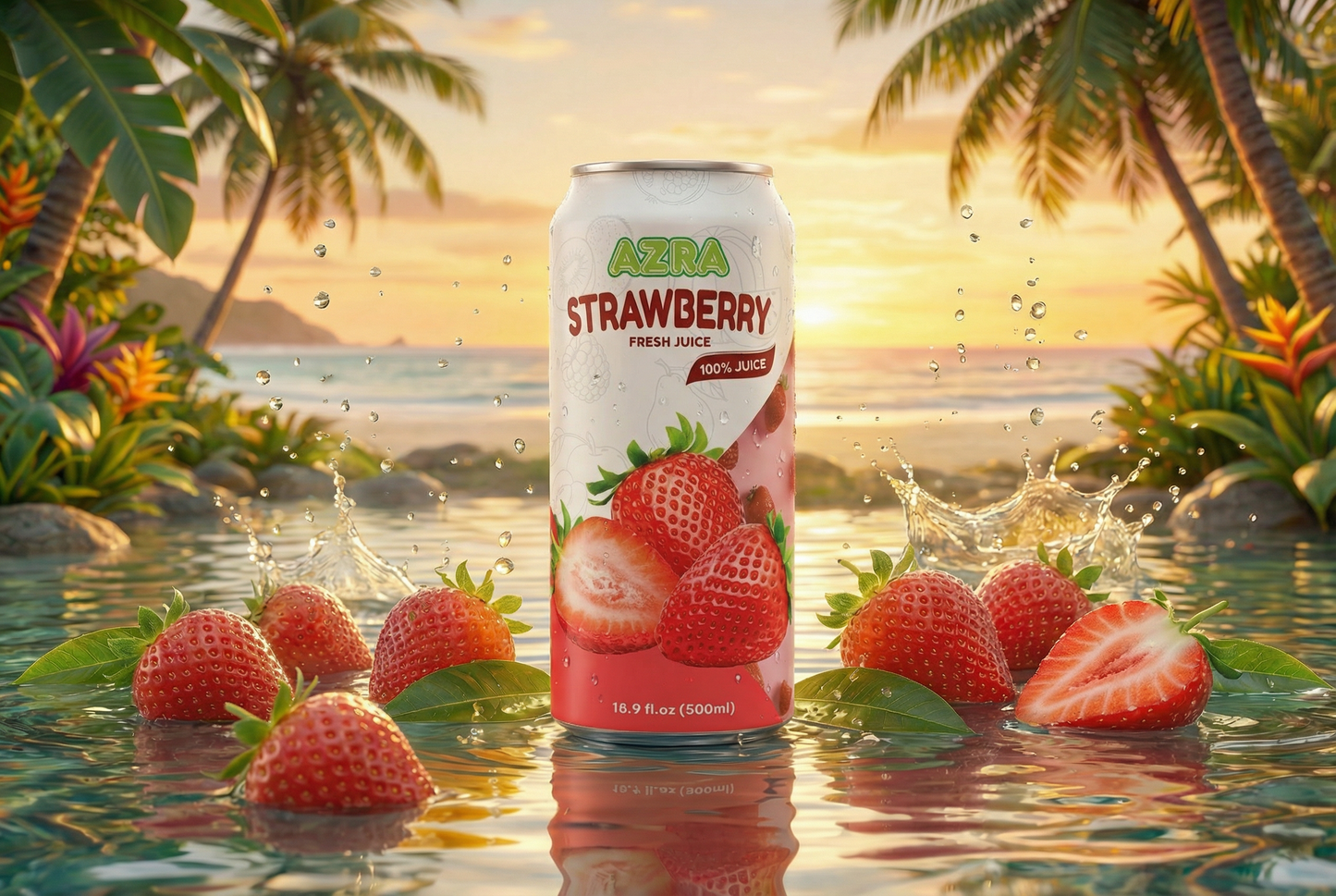 AZRA Strawberry Juice 12 Pack – 100% Tropical Juice – 500ml Cans – Imported from Vietnam