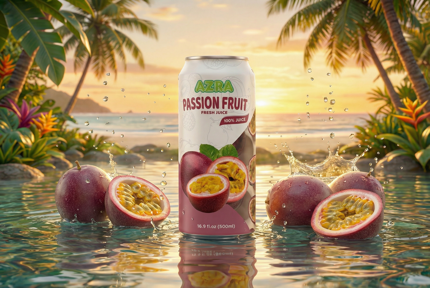 AZRA Passion Fruit Juice – 12 Pack (500ml Cans)  100% Tropical Juice – Imported from Vietnam
