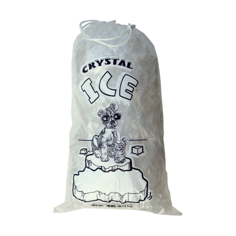 20 lbs Crystal Drawstring Ice Bags - 250 Count per Case