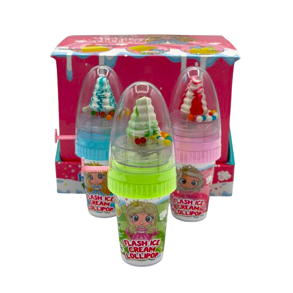 Flash Ice Cream Lollipop - 9 Pack with Flashing Lights and Rotation Feature